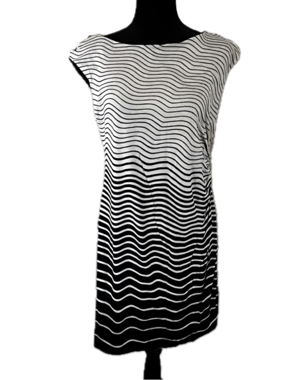 Ann Taylor LOFT Women's Sleeveless Shirred Striped Dress Navy/Ivory Size PL